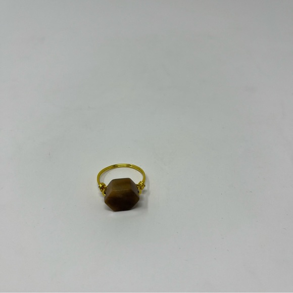 OCTAGON STATEMENT RING BROWN AND GOLD SIZE 7 - Picture 8 of 10